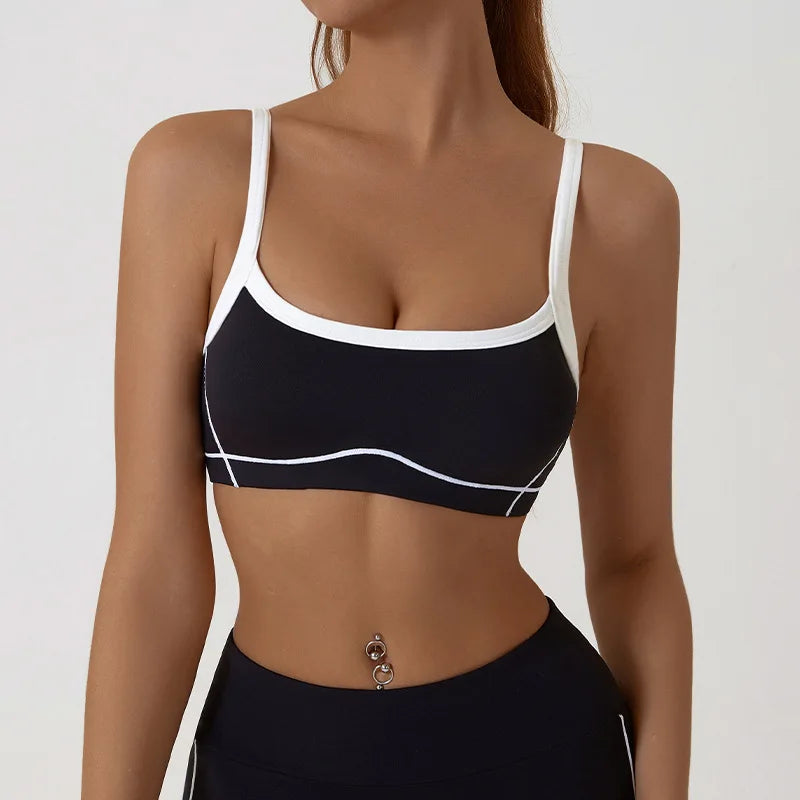 Yoga Sports Bra Color Clashing Shock Absorbing Brassiere Women Full Cup Breathable Gym Tube top Bra Yoga Workout Underwear - Matrix Studios