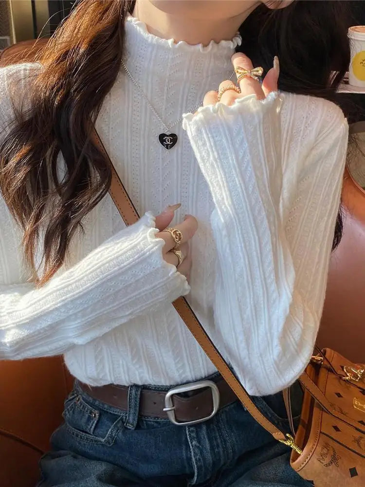 2026 Ruched Turtleneck Women Sweaters Autumn Winter Warm Pullover Slim Tops Knitted Sweater Jumper Soft Pull Female - Matrix Studios