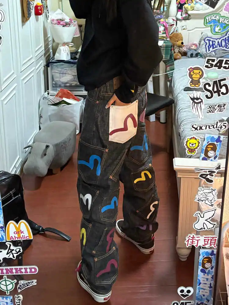 Women's Baggy Cargo Jeans Abi Y2k Japanese Streetwear Hip-pop Goblin Core Cyber Punk Denim Pants Grunge Designer Harajuku Cowboy - Matrix-studios.com