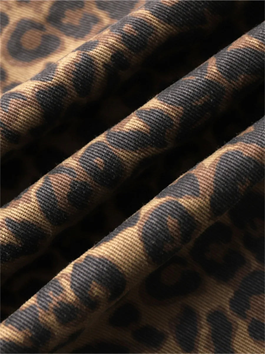 Leopard Print Jeans for Women High Waisted Y2k Retro Fashion Streetwear Denim Pants Hip Hop Straight Wide Leg Baggy Jeans - Matrix-studios.com