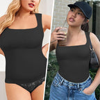 1/2 PCS Shapewear Tummy Control Tank Top Compression Tanks for Women Square Neck Seam-free Body Shaper Camisole Cami Tops - Matrix-studios.com