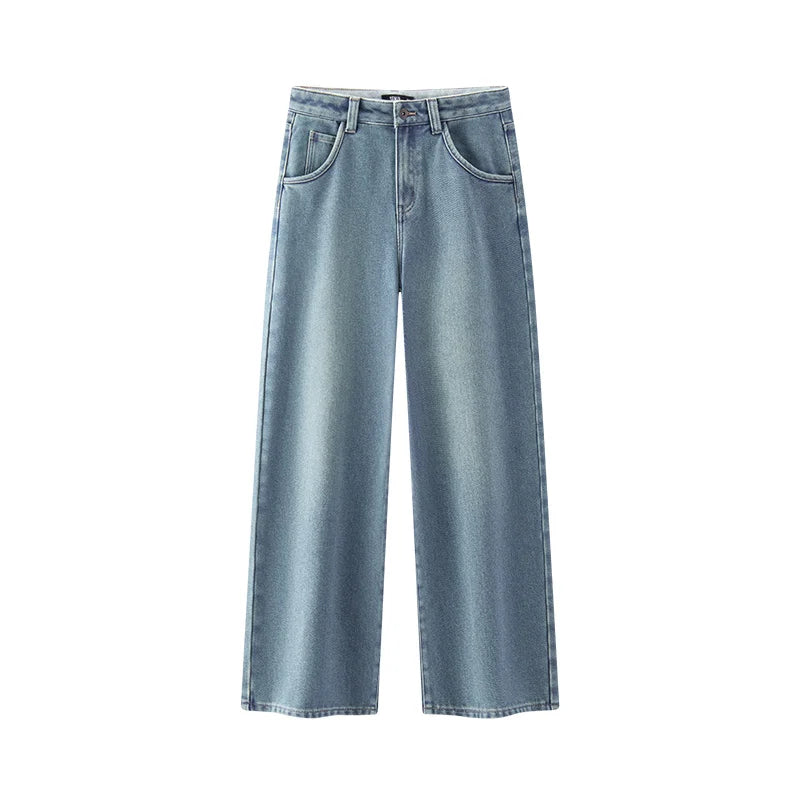 Semir Jeans Women Wide Leg Fleece Lined Comfortable High Waist Winter 2025 New Floor-Length Pants with Leg-Elongating Effect - Matrix-studios.com