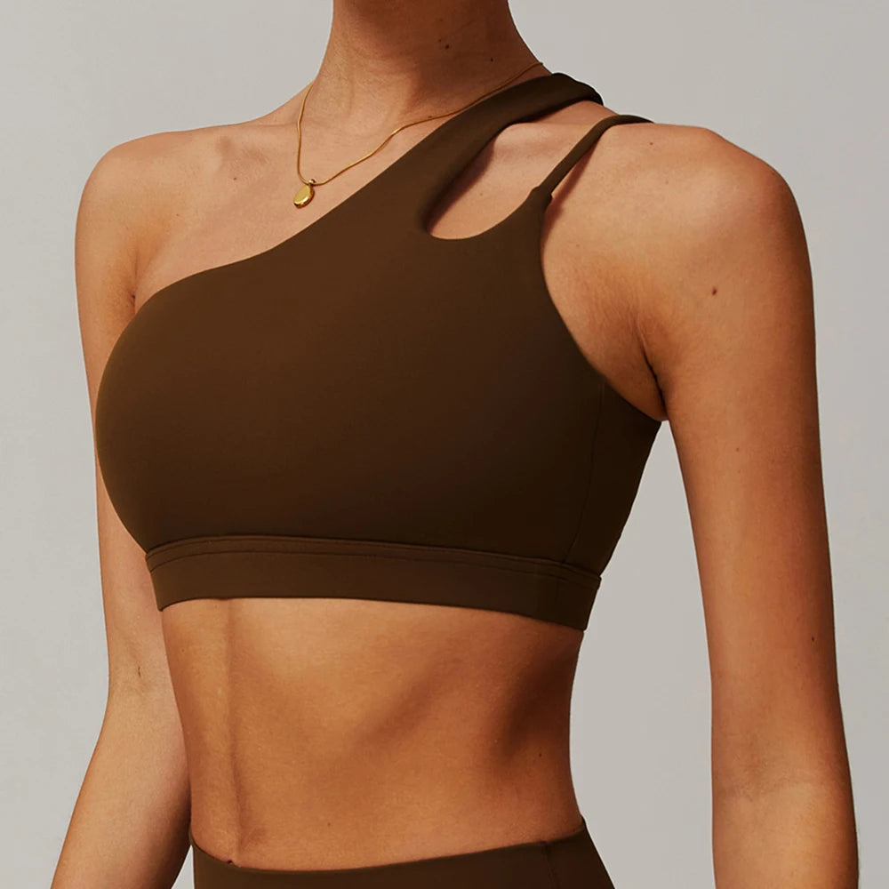 Women Shockproof Sport Bra Women's Beautiful Back Gym Sports Underwear Women Oblique Shoulder Straps Running Fitness Yoga Bra ﻿ - Matrix Studios