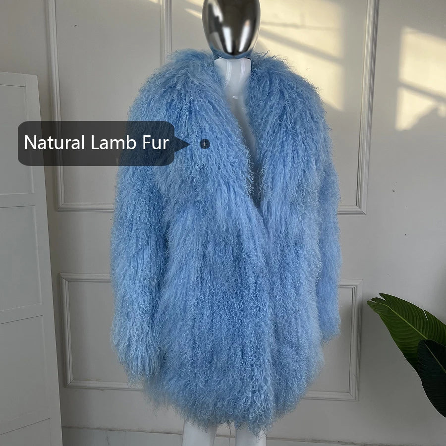 Womens Lamb Fur Coat Tibetan Sheep Fur Coats Long Winter Mongolia Sheepskin Fur Real Fur Coat Luxury Best Selling - Matrix Studios