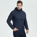 Men Hiking Down Cotton Jacket Hooded Lightweight Parkas Zip Pocket Fashion Outerwear Casual Padded Jacket and Coat Men Winter - Matrix Studios