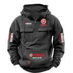 2026 New YAMAHA Logo Motorcycle Racing Race Retro Velvet Half Zipper Hoodie Men's Multi Pocket Autumn/Winter Casual Sweatshirt - Matrix Studios