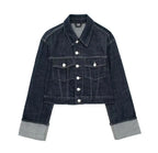 HH Women Fashion Denim Set Casual Lapel Long Sleeve Crop Jacket Buttons Female Vintage Wide Leg Loose Jeans Long Pants - Matrix-studios.com