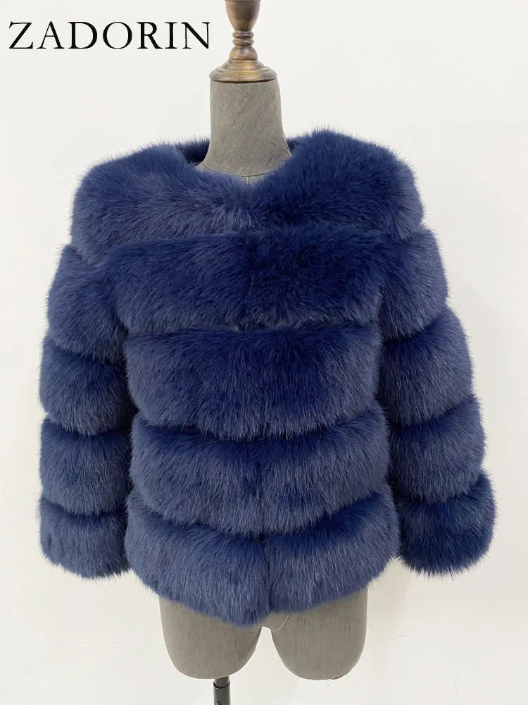 ZADORIN S-6XL Mink Coat Winter Black White Faux Fur Coat Woman Elegant Fluffy Faux Fur Jacket Top Short Fur Coats Woman Clothing - Matrix Studios
