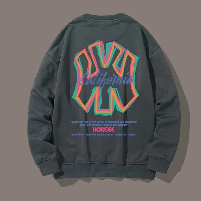 American Style Baseball Style Trendy Brand Print Cool Guy Outfit Men's Sweatshirts High Street Casual Sweater - Matrix Studios