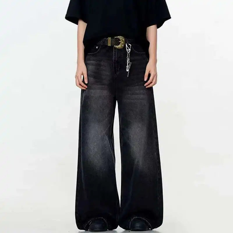 IEFB Simple Men's Denim Trousers Solid Color Washing American Style Casual Pants Straight Leg Baggy Male Jeans Spring 9W667 - Matrix Studios