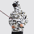 Men's Fishing hooded sweatshirt Fishing UV protection hoodie Camiseta De Pesca clothing hooded top grey white - Matrix Studios