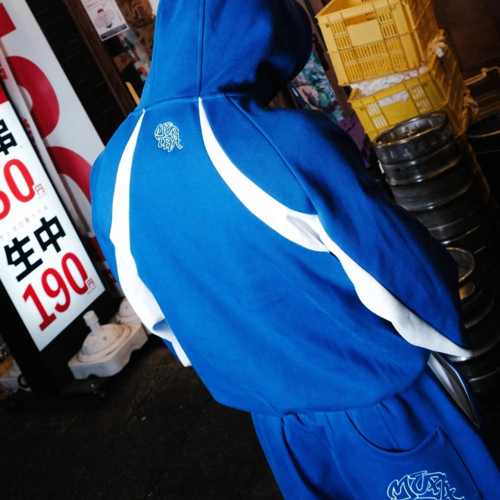 Autumn and winter new trendy men's and women's high street Japanese casual sports letter hooded sweatshirt and pants set