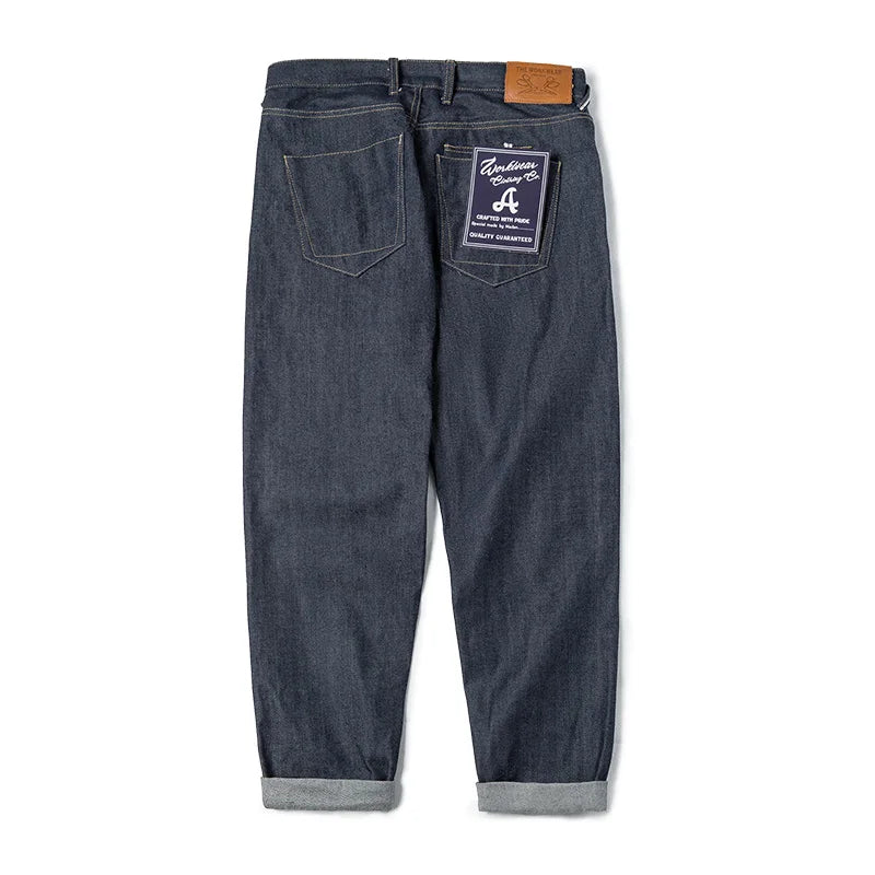Maden Vintage 13.5oz Heavyweight Selvedge Raw Denim Jeans Men's Straight Fit Cotton Jeans Casual Pocket Trousers Fall Winter - Matrix Studios