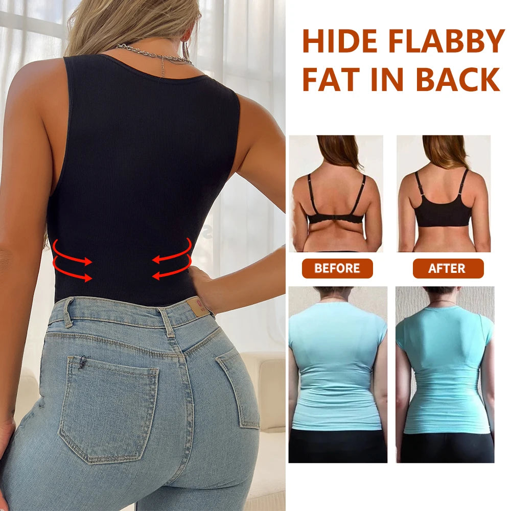 MISSMOLY Women V-neck Shapewear Camisole Tummy Control Body Shaper Slimming Underwear Compression Corset Bustier Tank Tops S-3XL - Matrix-studios.com