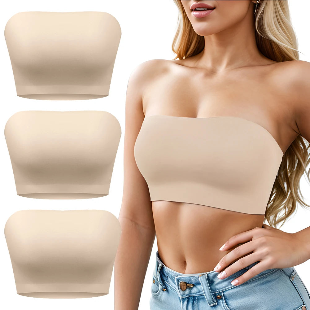 Sexy Seamless Strapless Tube Top Bra Women's Half Cup Ultra Thin Silicone Non-slip Underwear Off-the-shoulder  Dress Lingerie - Matrix Studios