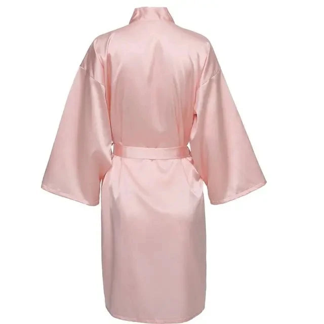 Wedding Party Team Bride Robe Without Letters Kimono Satin Pajamas Bridesmaid Plain Bathrobe SP088 - Matrix-studios.com