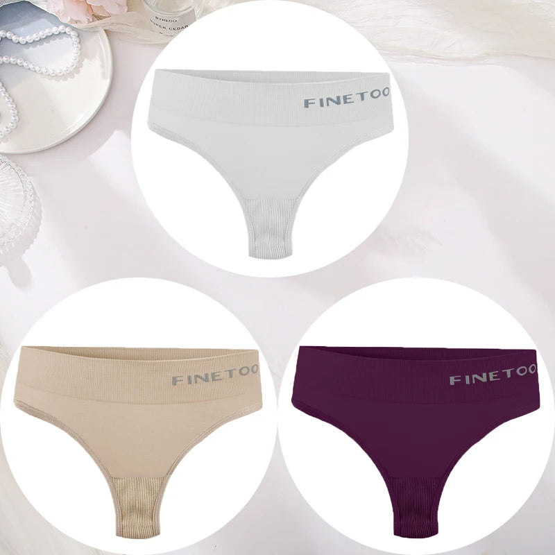 3PCS/Set Women's Panties Sexy Underwear FINETOO Large Size Thong Women Seamless Panties High Waist Girls Thongs M-2XL - Matrix Studios