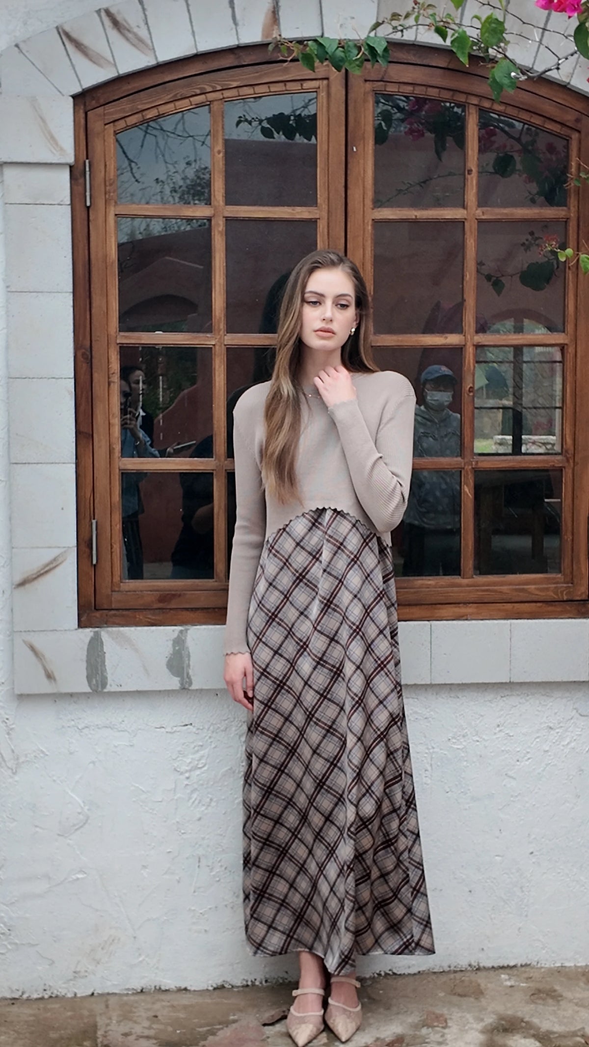 AS SS26 Luxe elegance slip satin dress + knitted top woman clothing set adjustable maxi floor length - Matrix-studios.com