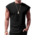 Men's Loose Short Sleeve T-Shirt round Neck Sleeveless Casual Breathable Summer Sports Basic Vest - Matrix Studios