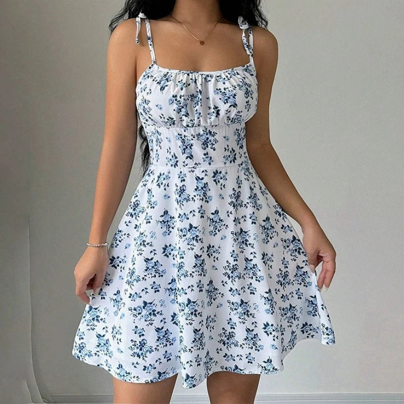 Women's Summer Floral Spaghetti Strap Beach Short Dress,Womens Dresses,Woman Clothing,Woman Clothes,Sundress,New in Dress 2025 - Matrix-studios.com