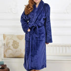 Coral Fleece Long Robe Kimono Gown Winter Warm Flannel Nightdress Bathrobe Casual Sleepwear Intimate Lingerie Thicken Homewear - Matrix-studios.com