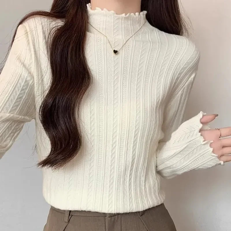 Autumn Winter Chic Bottom Sweaters Women Fashion Turtleneck Pullover Slim Long Sleeve Knitted Jumpers Soft Warm Pull Femme Top - Matrix Studios