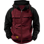 Autumn Winter Hoodies Men Zipper Patchwork Warm Fleece Sweatshirts Multi Pockets Male Fashion Hooded Jacket Thick Outdoor Hoodie - Matrix Studios