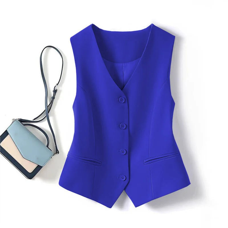 Spring Summer Korean Fashion Vest 2025 New Women Short Fashion V-neck Sleeveless Casual Blazer Waistcoat Coats Female Tops - Matrix Studios