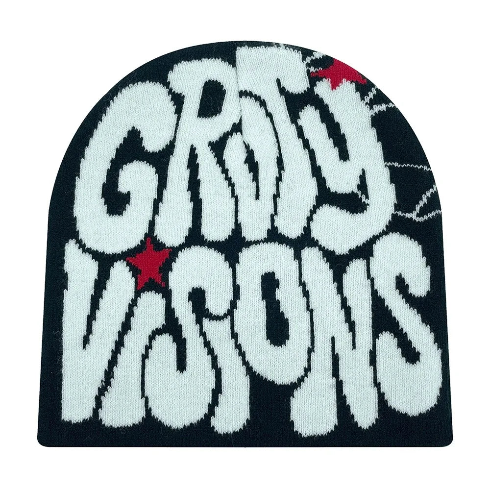 New  European and American popular acrylic material GR letter jacquard outdoor fashion knitted hat for men and women beanie hat