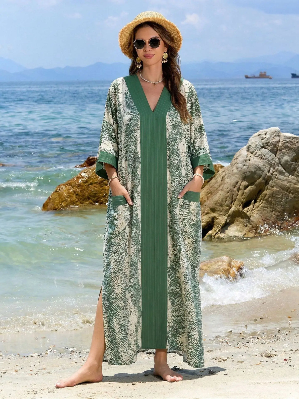 Women Swimsuit Crochet Beach Cover Up Dress Sleeve Kaftan Beach Tunic Long Pareos Bikinis Cover Ups Summer Robe Plage Beachwear - Matrix Studios
