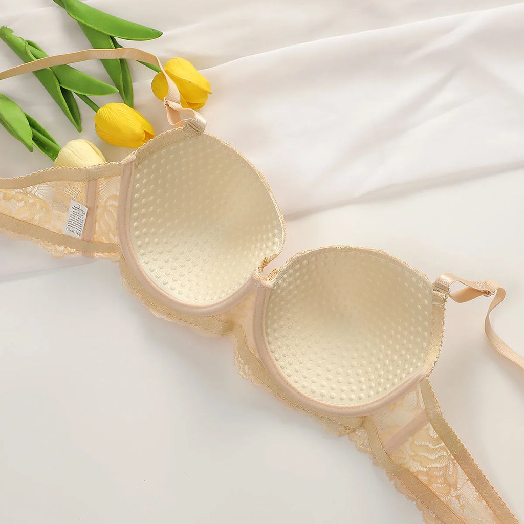 2Pieces Bras and Panty Sets Sexy Lace Transparent Floral Clothing Underwire Push Up Lingeries For Woman - Matrix-studios.com
