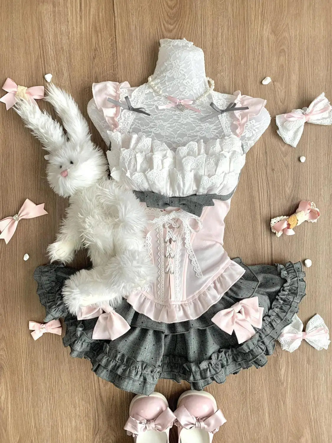 Japanese Pink Sweet Kawaii Lolita Elegant 2 Piece Sets Women Preppy Style Design Mini Skirt Suit Female Princess Chic Outfits - Matrix-studios.com