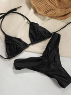 Sexy Folds Bikini Set Solid Micro Bikinis Women Swimsuit Female Triangle Swimwear Beach Wear Bathing Suit - Matrix-studios.com