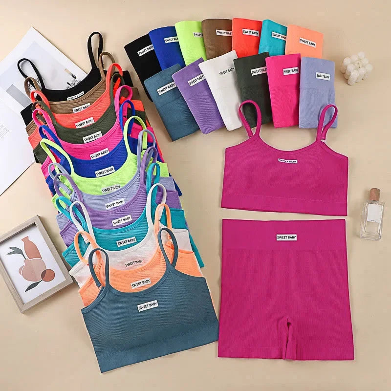 Women Seamless Yoga Sets Summer Fitness Workout Suits Sport Bra High Waist Leggings Sexy Outfits 2024 Female Casual Sportswear - Matrix-studios.com
