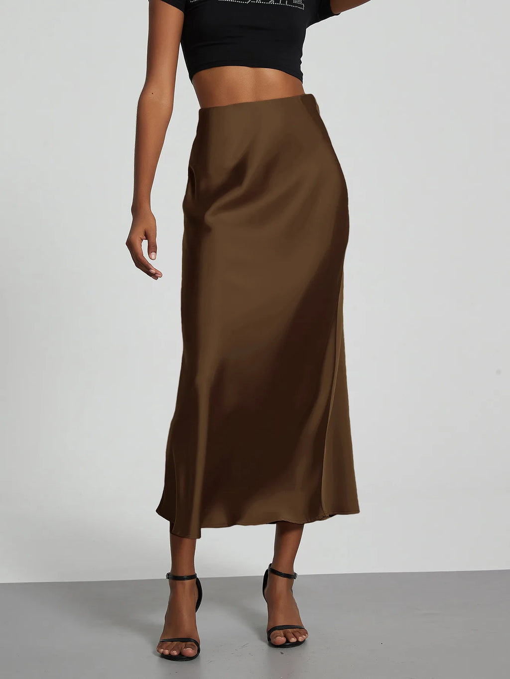 21 Colors New 2026 Women's Elegant High Waist Satin Long Skirts Female Summer Solid Color Faldas - Matrix-studios.com