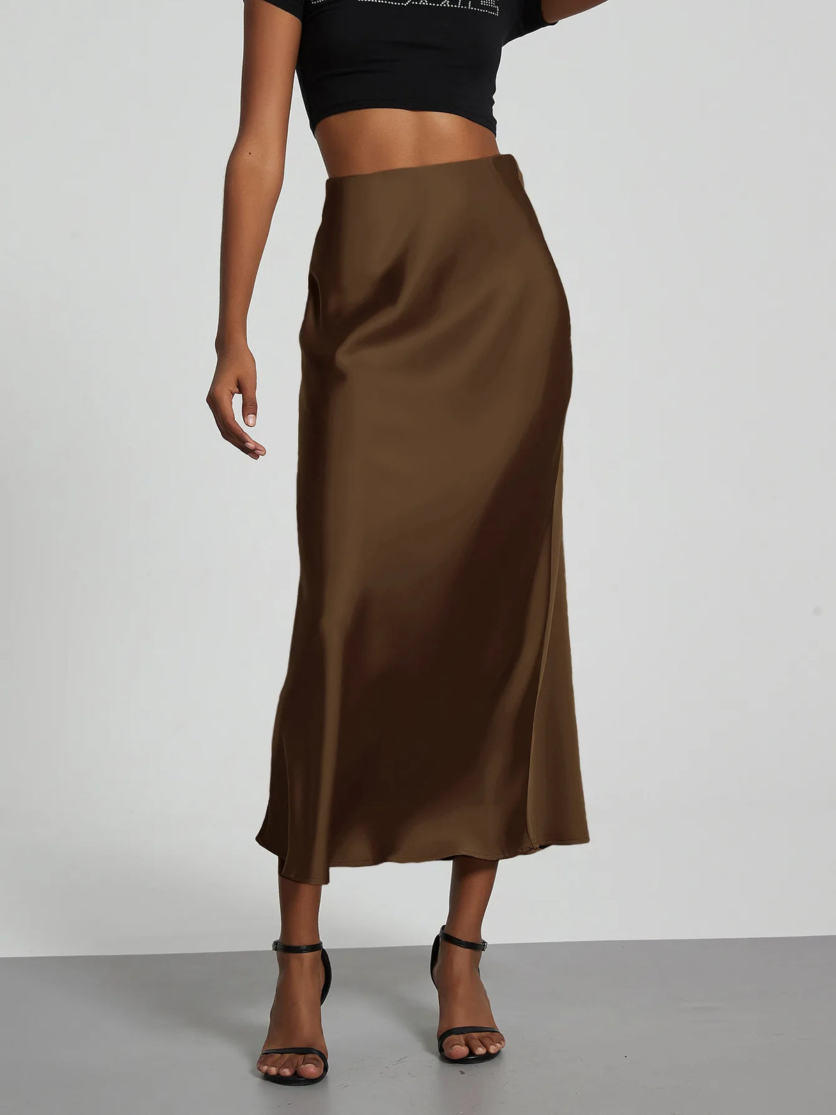 21 Colors New 2026 Women's Elegant High Waist Satin Long Skirts Female Summer Solid Color Faldas - Matrix-studios.com
