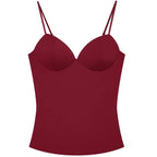 HXAO Burgundy Slip Top Women Summer Sexy Corset Tanks & Camis Fashion Sleeveless Backless Bra Top Chic Elegant Bustier Camisole - Matrix-studios.com