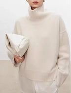 Thickened turtleneck 100% pure cashmere sweater women's loose lazy knit silhouette sweater European products - Matrix Studios