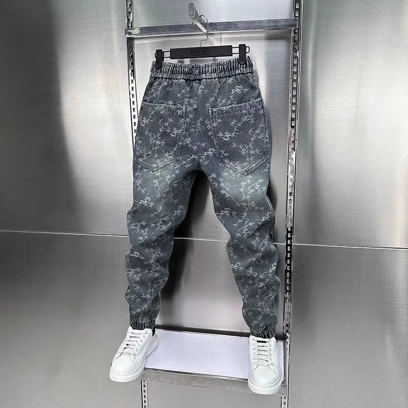 Jacquard American Classic Jeans Fashion Joints Harem Pants High Quality  Loose Harajuku Straight-Leg Trousers Men Clothing - Matrix Studios