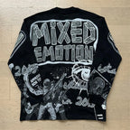 2026 New MIXED EMOTION Long Sleeve T-shirt Men Women High Street Full Print Best Quality Crewneck Hip Hop Oversized Tops - Matrix Studios