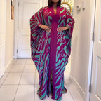 Ramadan Muslim fashion new vacation beach cape cardigan 3D digital printing casual Middle East Dubai robe women's clothing - Matrix-studios.com
