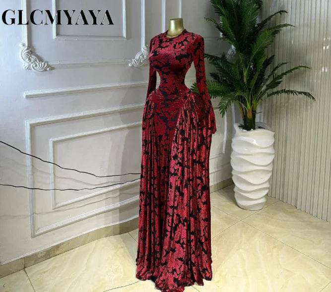 CM.YAYA Women O-neck Long Sleeve Pleated Inner A-line Maxi Dress 2026 Evening Sexy Party Birthday Vacation Long Dresses Vestidos - Matrix-studios.com