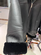 Winter Women Locomotive Suit Real Natural Merino Sheep Fur Coat Hooded Genuine Leather Jacket Thick Warm Luxury Female Coats - Matrix Studios