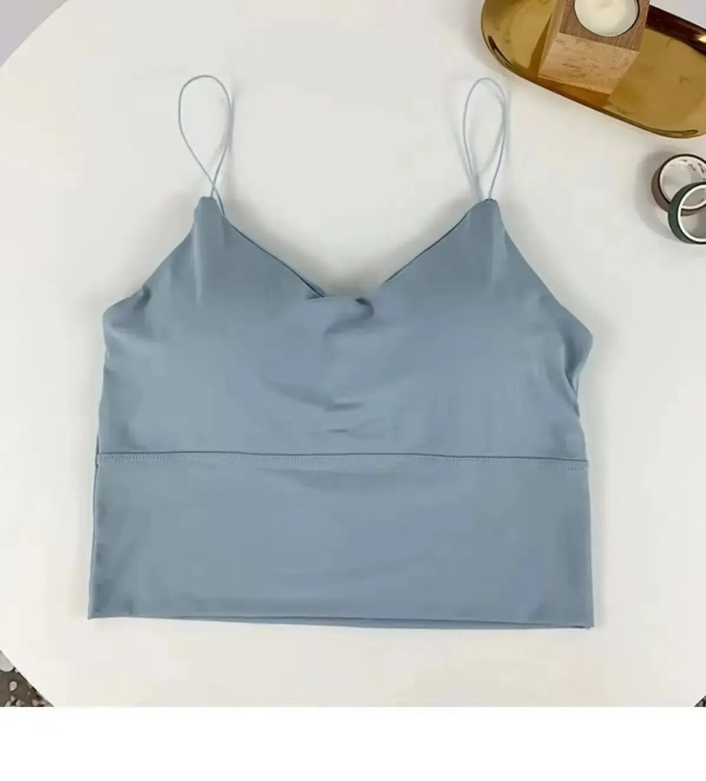 1pc Women Sexy Solid Color Camisole Ice Silk Tube Seamless Sports Tank Top Wireless Underwear Padded Bra Bralette Vest - Matrix-studios.com