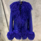 Sheep Collar Coats Women Winter Luxury Mongolian Fur Leather Jackets with Long Sleeve 7251 - Matrix Studios