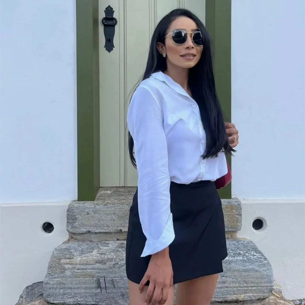 MUJER 2025 Asymmetric Skort For Women Black High Waist Mini Skirt Shorts Women Casual Bermuda Shorts Woman Summer Skirt Shorts - Matrix-studios.com