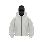 Men and women Y2K Gothic Harajuku winter new item double hooded sweatshirt men's hooded mask zipper sportswear - Matrix Studios