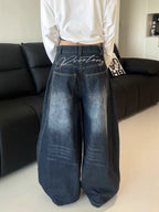 Casual Womens Y2K Loose Baggy Jeans Blue Washed High Street Vintage Cargo Pants Wide Leg Oversized Trousers Y2K Pants - Matrix-studios.com