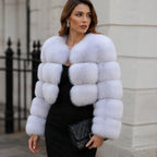 QUEENTINA Real Fox Fur Coat 30cm Women'S New Fashion Winter Leather And Skin White Clothing Natural New In Coats & Jackets - Matrix Studios