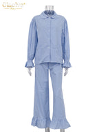 Clacive Fashion Loose Plaid Cotton Women's 3 Pieces Set 2025 Elegant Long Sleeve Shirt With High Wiast Wide Pants Set Female - Matrix-studios.com